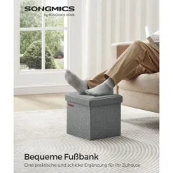 Rootz Living Sittpuffar>Rootz Seat Chest Ottoman - Förvaringspall - Fotstöd - Imiterad linne - MDF - Skum - 30cm x 30cm x 30cm - Ljusgrå - 1,6kg - 130kg Kapacitet - 22 liter | Fyndiq
