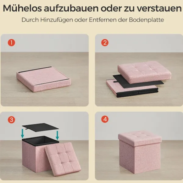Rootz Living Sittpuffar>Rootz Seat Pall Bench - Lagringsutrymme - Ottoman - Pastell Pink - Compact Design - 30 x 30 x 30 cm