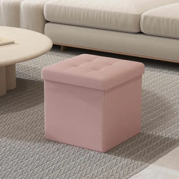 Rootz Living Sittpuffar>Rootz Seat Pall Bench - Lagringsutrymme - Ottoman - Pastell Pink - Compact Design - 30 x 30 x 30 cm