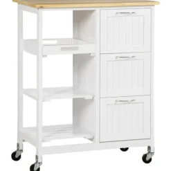 Rootz Living Köksö>Rootz Serveringsvagn - Hus på landet - Stilkök - Trallkök - Ökök - Vagn 3 lådor - Furu - Natur+Vit - 67L x 37W x 87H cm