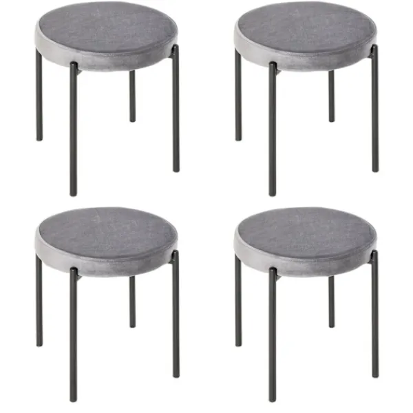 Rootz Living Pallar>Rootz Set Of 4 Matsal - Grå - Polyester, Stål - 16,33 cm x 16,33 cm x 18,11 cm