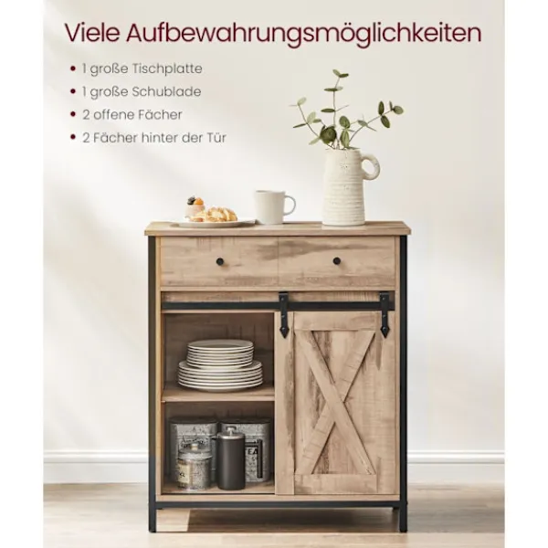Rootz Living Sideboards>Rootz sidoskåp - Förvaringsenhet - Spånstål - Ek Brun-Svart - 30cm x 70cm x 80cm - Heavy-Duty - Låda - 20,3 kg Vikt - 30 kg Kapacitet