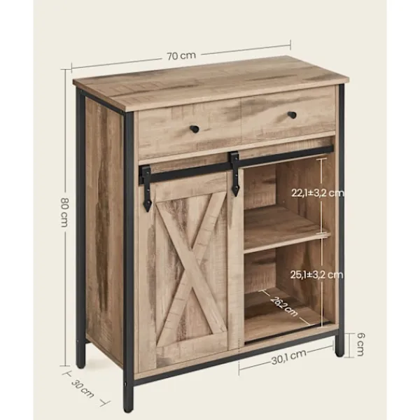 Rootz Living Sideboards>Rootz sidoskåp - Förvaringsenhet - Spånstål - Ek Brun-Svart - 30cm x 70cm x 80cm - Heavy-Duty - Låda - 20,3 kg Vikt - 30 kg Kapacitet