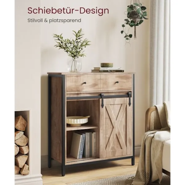 Rootz Living Sideboards>Rootz sidoskåp - Förvaringsenhet - Spånstål - Ek Brun-Svart - 30cm x 70cm x 80cm - Heavy-Duty - Låda - 20,3 kg Vikt - 30 kg Kapacitet