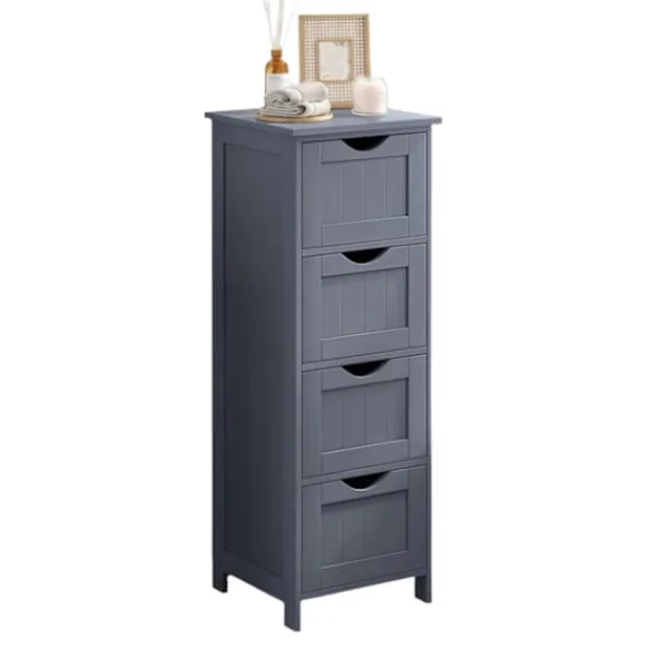Rootz Living Byråer>Rootz sidoskåp med 4 lådor - Sängbord - Förvaringslåda - Ekfinish - 50cm x 40cm x 80cm