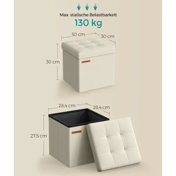 Rootz Living Pallar>Rootz sits bröst ottoman - förvaringspall - Fotstöd - MDF klädd - 30cm x 30cm x 30cm