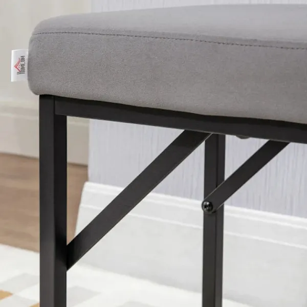 Rootz Living Balkongmöbler>Rootz Sittbänk - Stoppad kudde - Skobänk- Hallsbänk- Inklusive klädsel - Sammetspolyester - Mörkgrå + Svart - 100L x 35W x 47H cm
