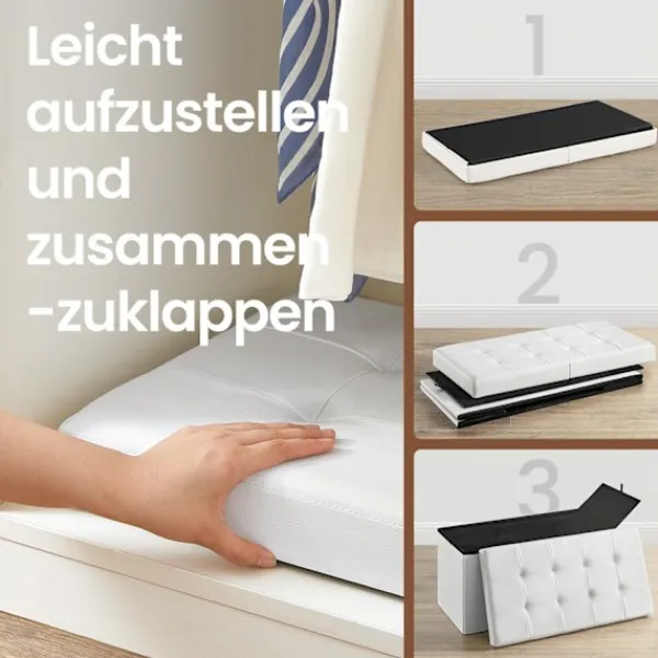 Rootz Living Sittpuffar>Rootz sittplatser med förvaring - fällbar sittbröst - förvaringskista - utrymmebesparing - 76 cm x 38 cm x 38 cm