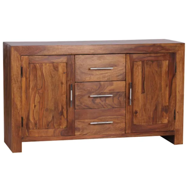 Rootz Living Sideboards>Rootz skänk massivt trä sheesham byrå 118 cm 3 lådor 2 dörrar de