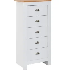 Rootz Living Byråer>Rootz skänk med 5 lådor 53x114x39 cm byrå vit - ek modern - Design skänk hög smal - byrå vardagsrum