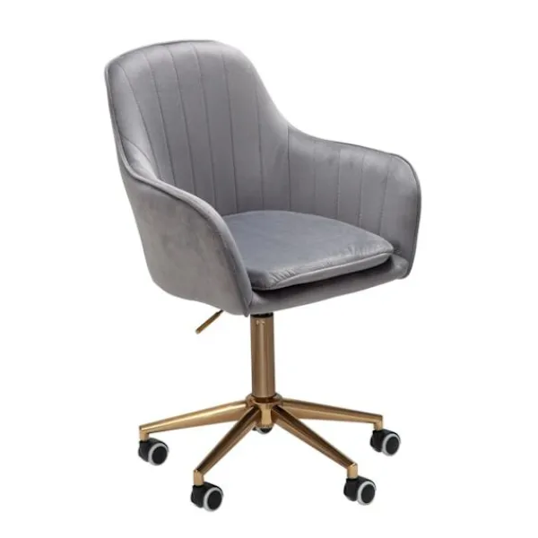 Rootz Living Kontorsmöbler>Rootz skrivbord sammetsgrå - Design snurrstol med ryggstöd - Arbetsstol 120 kg justerbar i höjdled - Skalstol med hjul - Vridstol