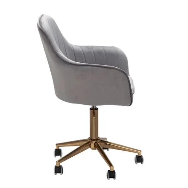 Rootz Living Kontorsmöbler>Rootz skrivbord sammetsgrå - Design snurrstol med ryggstöd - Arbetsstol 120 kg justerbar i höjdled - Skalstol med hjul - Vridstol