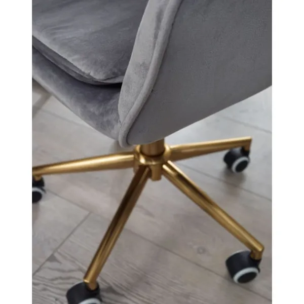 Rootz Living Kontorsmöbler>Rootz skrivbord sammetsgrå - Design snurrstol med ryggstöd - Arbetsstol 120 kg justerbar i höjdled - Skalstol med hjul - Vridstol