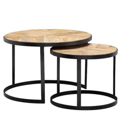 Rootz Living Småbord>Rootz Soffbord - Set med 2 - Soffbord - Runda bord - Brun - Svar