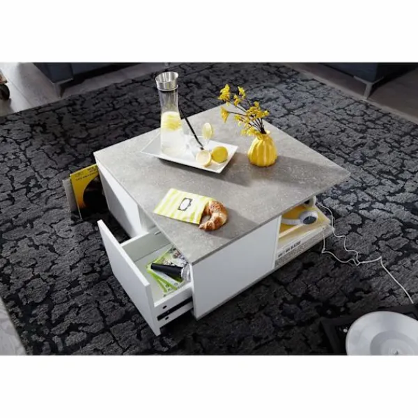 Rootz Living Soffbord>Rootz Soffbord - Soffbord - Fyrkantigt - 2 lådor - Förvaringsfac