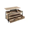 Rootz Living Soffbord>Rootz soffbord med lådor - förvaringsfack - Justerbar höjd - Rymdbesparande - Träflipplatta och stål - 50 x 100 x 48-63 cm
