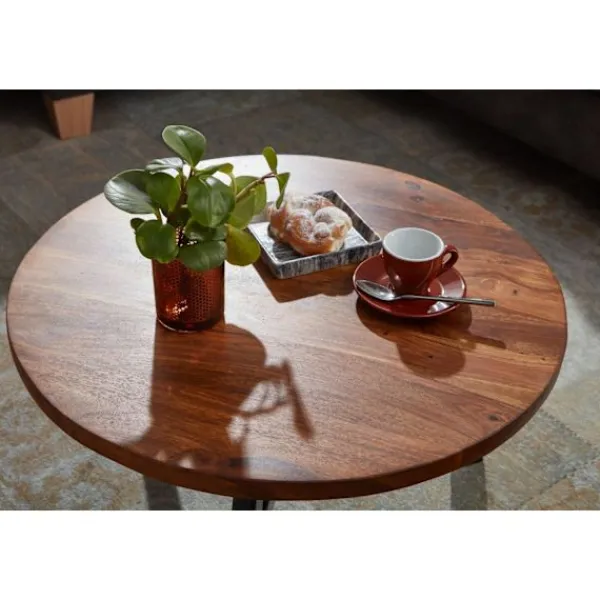 Rootz Living Soffbord>Rootz soffbord 60x60x35 cm massivt sheeshamträ - metall soffbord