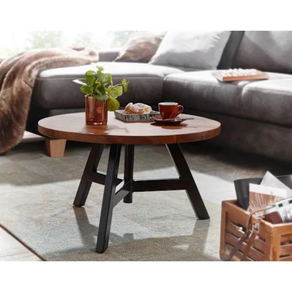 Rootz Living Soffbord>Rootz soffbord 60x60x35 cm massivt sheeshamträ - metall soffbord