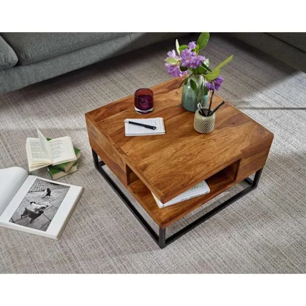 Rootz Living Soffbord>Rootz soffbord 60x60x34,5 cm Sheesham massivt trä - hörnsoffbord