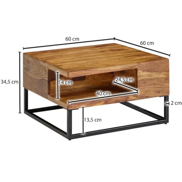 Rootz Living Soffbord>Rootz soffbord 60x60x34,5 cm Sheesham massivt trä - hörnsoffbord