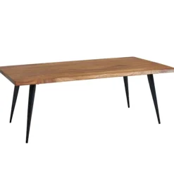 Rootz Living Soffbord>Rootz soffbord 110x60x40 cm soffbord i massivt sheeshamträ med trädkant - Vardagsbord soffbord kantigt med metallram - Stort sidobord vardagsrum moder | Fyndiq