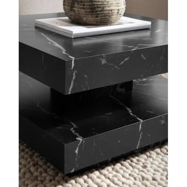 Rootz Living Soffbord>Rootz Square soffbord - Modernt soffbord - Styliskt accentbord - marmorutseende - 60 cm x 60 cm x 34 cm