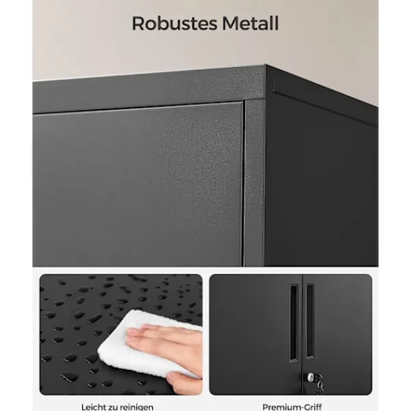 Rootz Living Skåp>Rootz stålskåp i metall - Förvaringsorganisator - Svart - Justerbara hyllor - Kraftig - 40cm x 80cm x 90cm