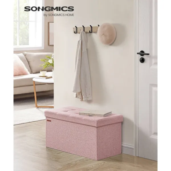 Rootz Living Kistor & Koffertar>Rootz Storage Ottoman Bänk - Rosa fotpall - Stoppad sitslåda - Medium Density Fiberboard - 38cm x 76cm x 38cm - 25D-skum
