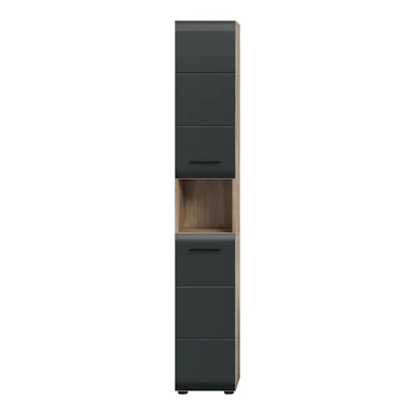 Rootz Living Skåp>Rootz Tall Cabinet - Lagringsenhet - Arrangör - Space -Saver - 2 Dörrar - 4 avtagbara hyllor - Svart och brunt - 30x185x30cm