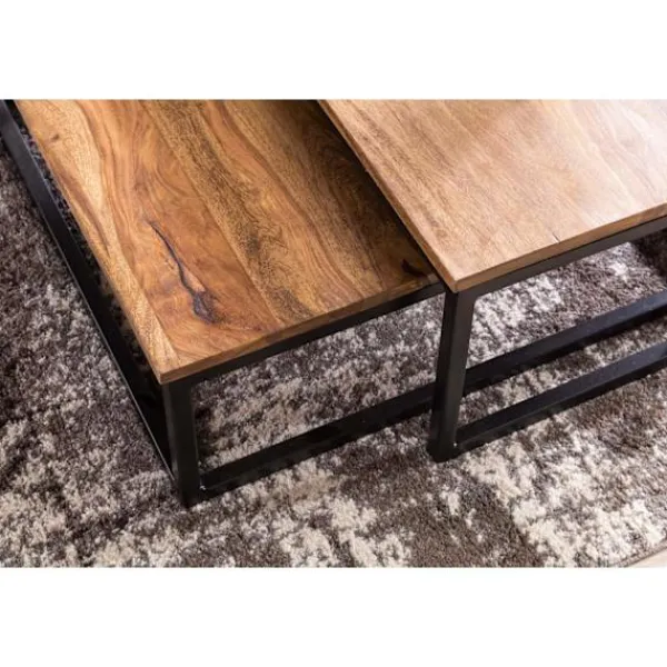 Rootz Living Soffbord>Rootz 2-teilig massivt trä 75 x 75 x 27 cm - Design vardagsrumsb