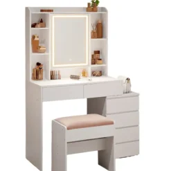 Rootz Living Sminkbord>Rootz toalettbord - Vanity Table - Makeuptabell - LED -belysning - Justerbara färger och ljusstyrka - 40 cm x 97,5 cm x 145 cm