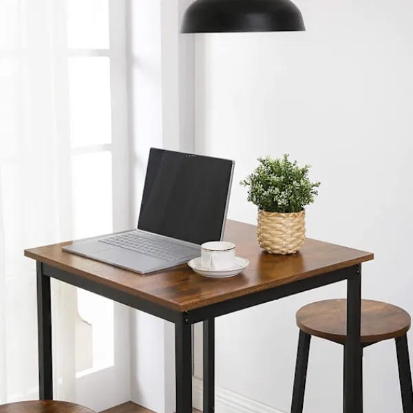 Rootz Living Matbord>Rootz Vintage Brun-Svart Barbordsset - Spånskiva stål - Pubbord - Bistrobord - Rustik design - Robust konstruktion - Utrymmesbesparande - 60cm x 60cm | Fyndiq