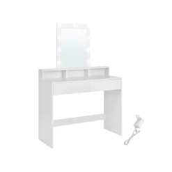 Rootz Living Sminkbord>Rootz White Chipboard Sminkbord - Sminkbord - Sminkbord - Rymlig förvaring - Robust konstruktion - Enkel montering - 40cm x 100cm x 145cm