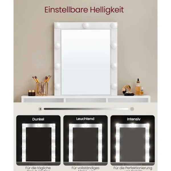 Rootz Living Sminkbord>Rootz White Chipboard Sminkbord - Sminkbord - Sminkbord - Rymlig förvaring - Robust konstruktion - Enkel montering - 40cm x 100cm x 145cm