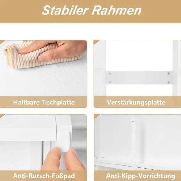 Rootz Living Sminkbord>Rootz White Sminkbord - Sminkbord - Sminkbord - Justerbar LED-belysning - Gott om förvaring - Hållbar design - 110 cm x 140,5 cm x 39,5 cm