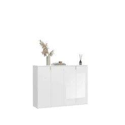 Rootz Living Skåp>Rootz Wood Material High -Gloss White Shoe Chests - Entryway Furniture - Hallway Garderob - Hållbar produktion - 122 cm x 99 cm