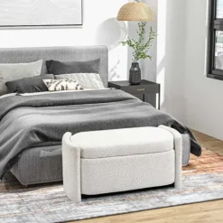 Rootz Living Kistor & Koffertar>Rootz-bänk med förvaringsutrymme - Hallbänk - Skobänk - Vadderade sittplatser - Gott om förvaring - Hög stabilitet - 105 cm x 44 cm x 45,5 cm - Kräm/b | Fyndiq