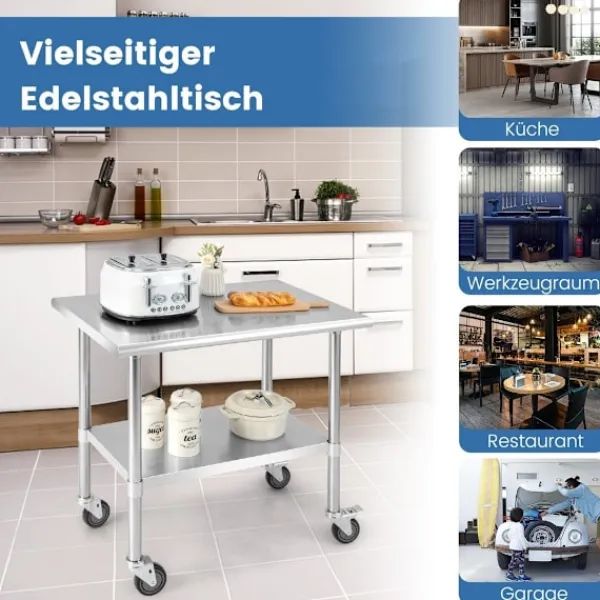Northix Köksö>Rostfritt bord arbetsbord köksbord rostfritt stål silver 91,5 x 61 x 88,5 cm
