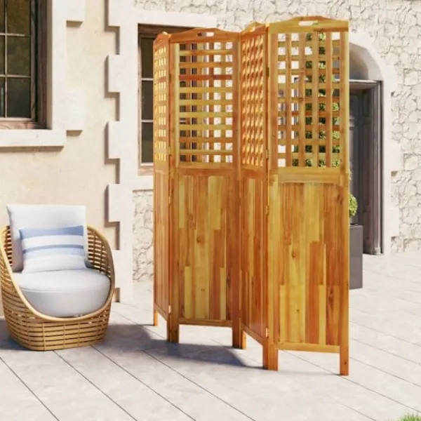 vidaXL Balkongmöbler>Rumsavdelare 4 paneler 162x2x180 cm massivt akaciaträ