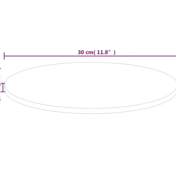 vidaXL Matbord>Rund bordsskiva Ø30x1,5 cm obehandlat massiv ek