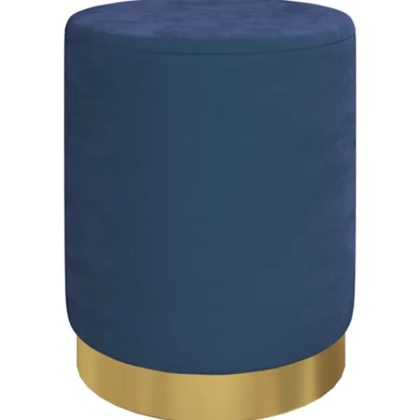 vidaXL Sittpuffar>Rund förvaringspall blå sammet 31 x 37 cm