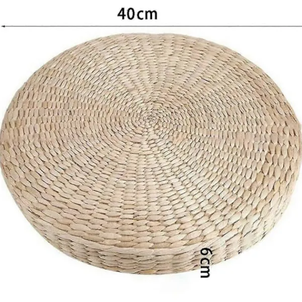 Sittpuffar>Rund Halm Stolsmatta Gräskudde Beige Handgjord Vävd Golvkudde Yogamatta Tatami Dekor 40x