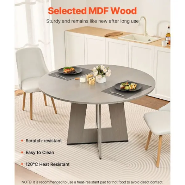 DUOKU Matbord>Rund Matbord - - 120 cm - Trä - 4 Platser - Rustik Cirkulärt Möbler