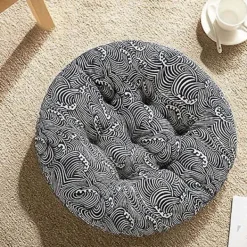 Sittpuffar>Rund Sittdyna Tatami Kudde, Stolsdyna Tjock Stolsdyna, 100% Bomullslinne