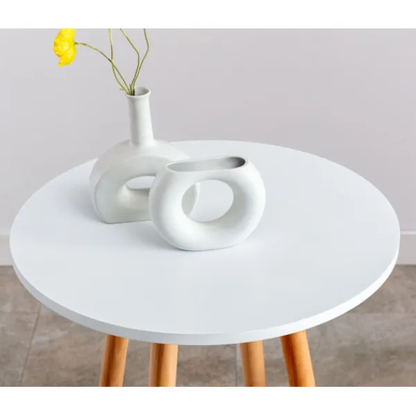 BellaFurn Småbord>Rundt stående bord - loft säng - bok trä, stabil och robust design | Färg: Vit | Klädfärg: Naturen