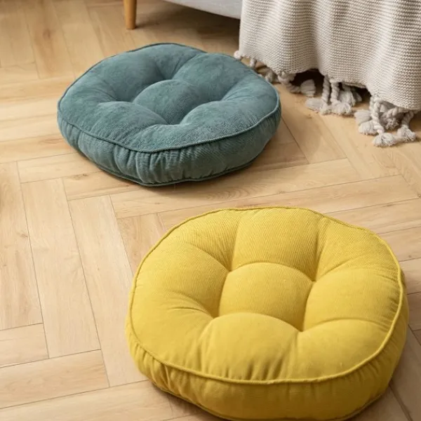 Sittpuffar>Sammet Rund Stol Kudde Stor Solid Puff Tuftad Tjock Meditation Kudde Tatami Golv Stol Kudde, 22x22 Tum, Mörkgrön