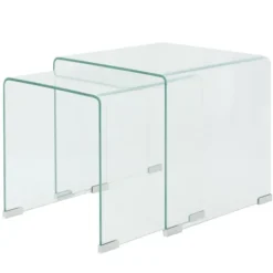 vidaXL Småbord>Satsbord 2 st bord härdat klarglas
