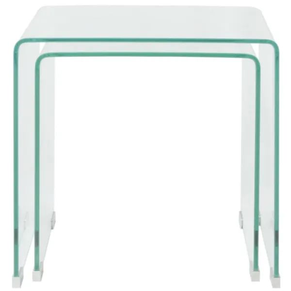 vidaXL Småbord>Satsbord 2 st bord härdat klarglas