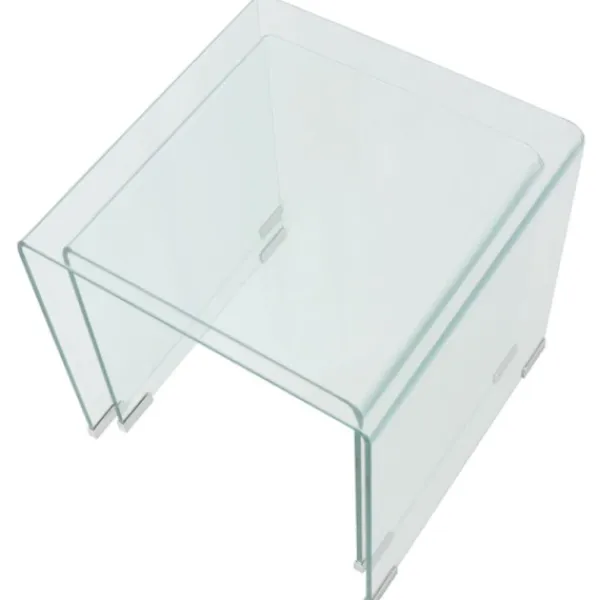 vidaXL Småbord>Satsbord 2 st bord härdat klarglas