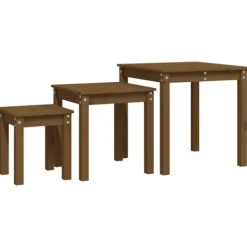 vidaXL Småbord>Satsbord 3 st honungsbrun massiv furu